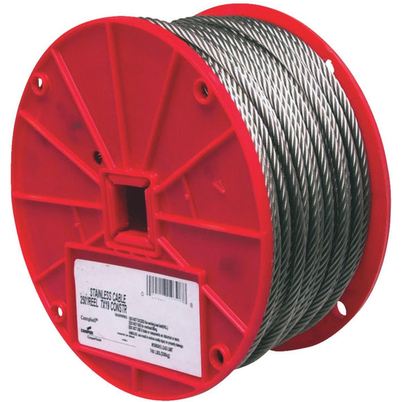Campbell 1/4 In. x 250 Ft. Stainless Steel Wire Cable