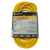 Outdoor Power Block Extension Cord, Yellow, 12/3 , 25-Ft.