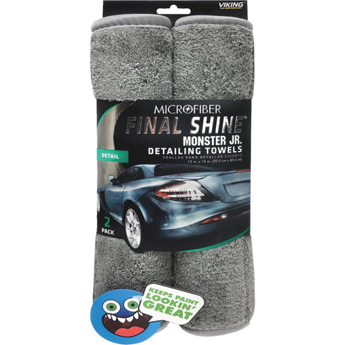 Viking Final Shine Monster Jr. 12 In. x 16 In. Gray Detailing Towel (2-Pack)