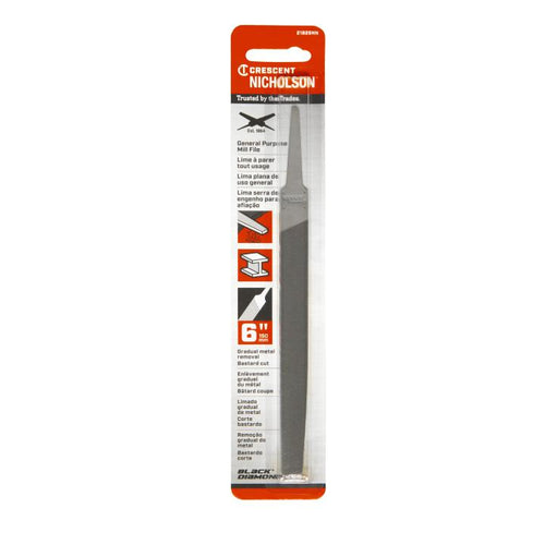 Crescent Nicholson Mill Single Cut Bastard File - Carded