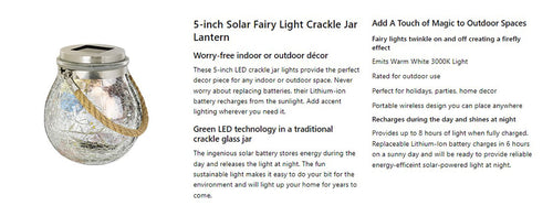 Feit Electric 5 in. Solar Powered Fairy Jar Light