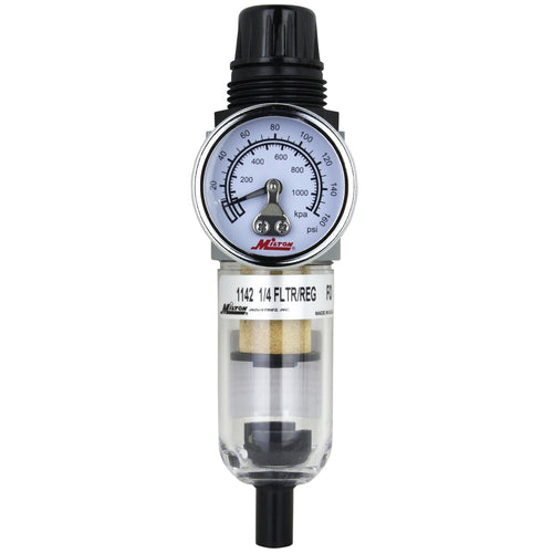 Milton Industries 1/4 NPT Polycarbonate Mini Piggyback FR Duo Filter-Reducer with Gauge