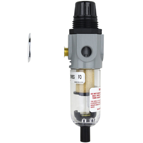 Milton Industries 1/4 NPT Polycarbonate Mini Piggyback FR Duo Filter-Reducer with Gauge