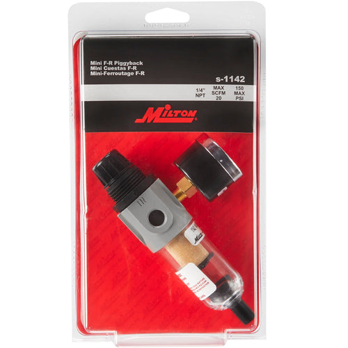 Milton Industries 1/4 NPT Polycarbonate Mini Piggyback FR Duo Filter-Reducer with Gauge
