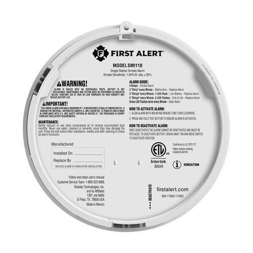 First Alert 1046856 10-Year Battery Smoke Alarm