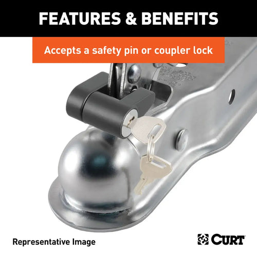 Curt 2 Straight-Tongue Coupler with Posi-Lock (3 Channel, 3,500 lbs, Zinc) #25138