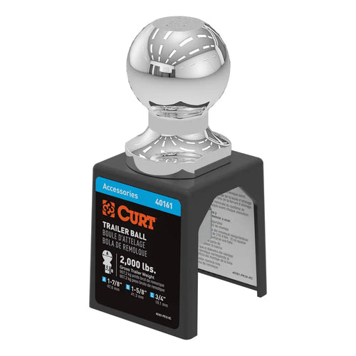 CURT 1-7/8 Trailer Ball (3/4 x 1-5/8 Shank, 2,000 lbs., Chrome, Packaged) #40161