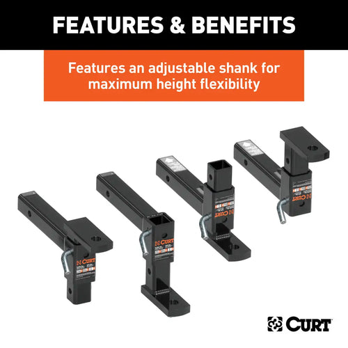 Curt Adjustable Ball Mount (2 Shank, 1 Ball Hole) #45812