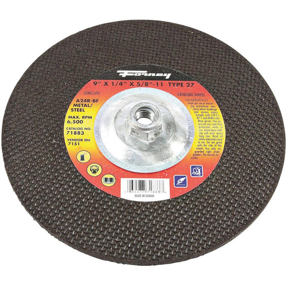 Forney Type 27 9 In. x 1/4 In. x 5/8 In.-11 Metal/Steel Grinding Cut-Off Wheel