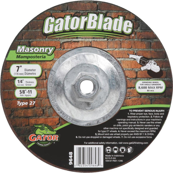 Gator Blade Type 27 7 In. x 1/4 In. x 5/8 In.-11 Masonry Cut-Off Wheel