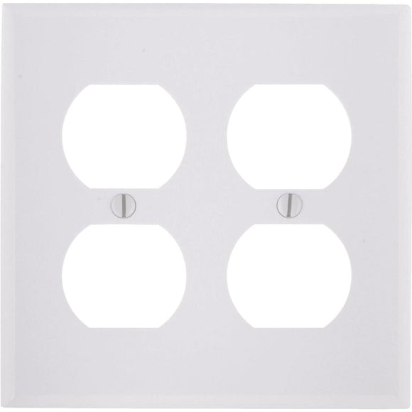 Leviton 2-Gang Smooth Plastic Outlet Wall Plate, White