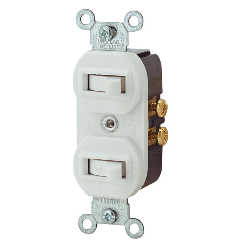 Leviton Single Pole & 3-Way White 15A Duplex Switch