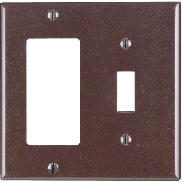 Leviton Decora 2-Gang Thermoset Single Toggle/Rocker Wall Plate, Brown