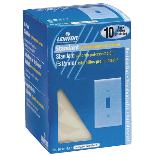 Leviton 1-Gang Plastic Toggle Switch Wall Plate, Ivory (10-Pack)