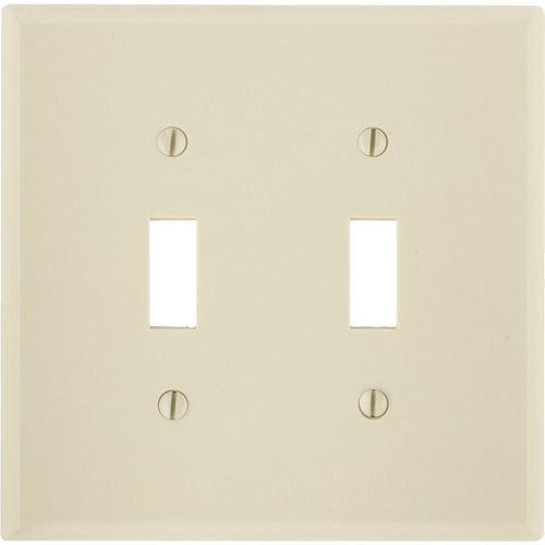 Leviton 2-Gang Plastic Toggle Switch Wall Plate, Ivory