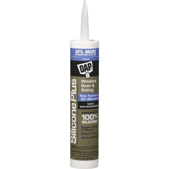 DAP 10.8 Oz. Silicone Plus Premium Window Door & Siding Silicone Sealant, Clear