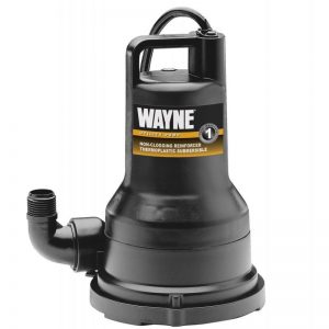 Wayne Pumps 1/5 HP Thermoplastic Portable Electric Water Removal Pump, 1-1/4 In. W/ Adapter for 3/4 In