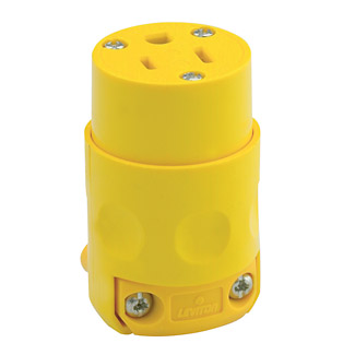 Leviton 15 Amp, 125 Volt, NEMA 5-15R, 2Pole, 3Wire Connector, Straight Blade - Yellow (125 V, Yellow)